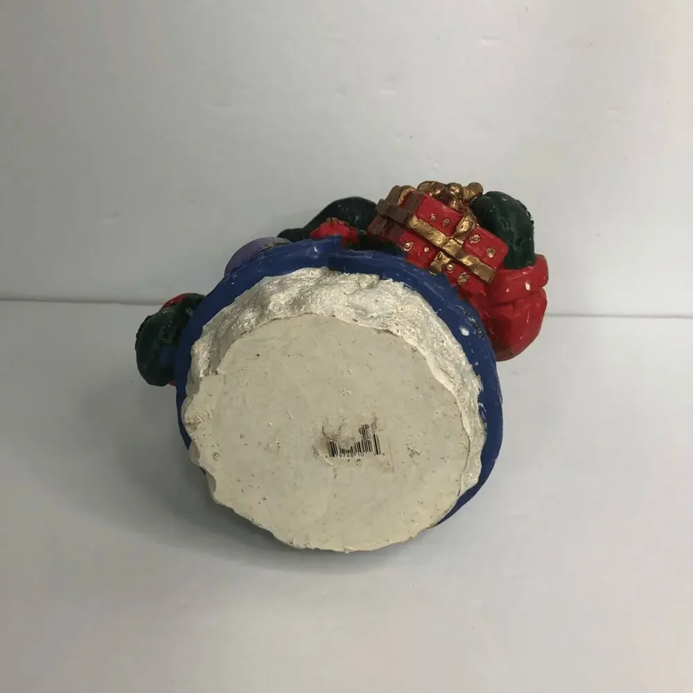 vtg Y2k colorful‎ snowman figure snow drops detail holding gift 7 inches tall